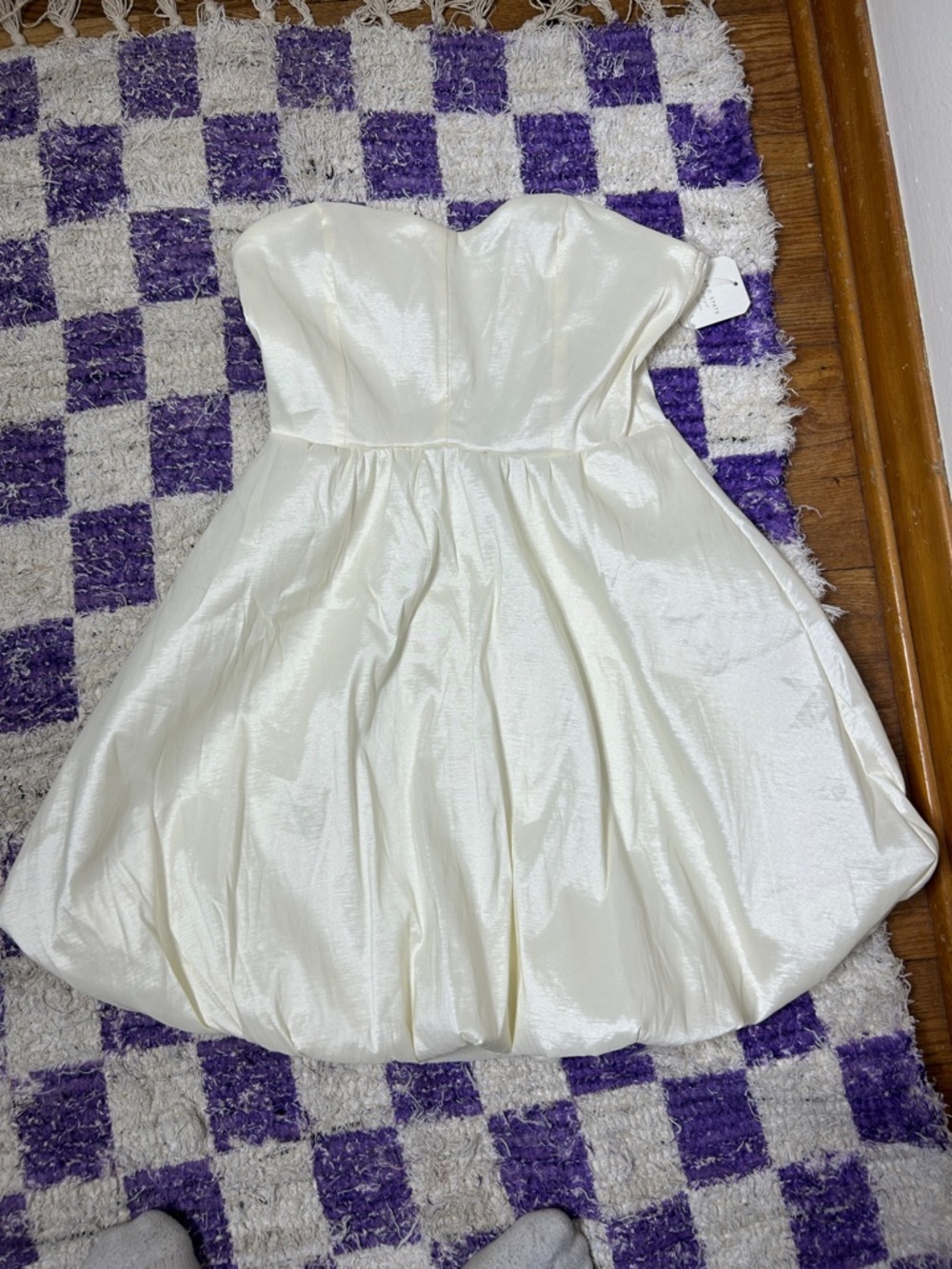 NWT Altar’d State Strapless Satin Bubble Hem Mini Dress